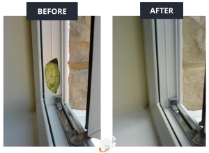 Example of a plastic window frame repair